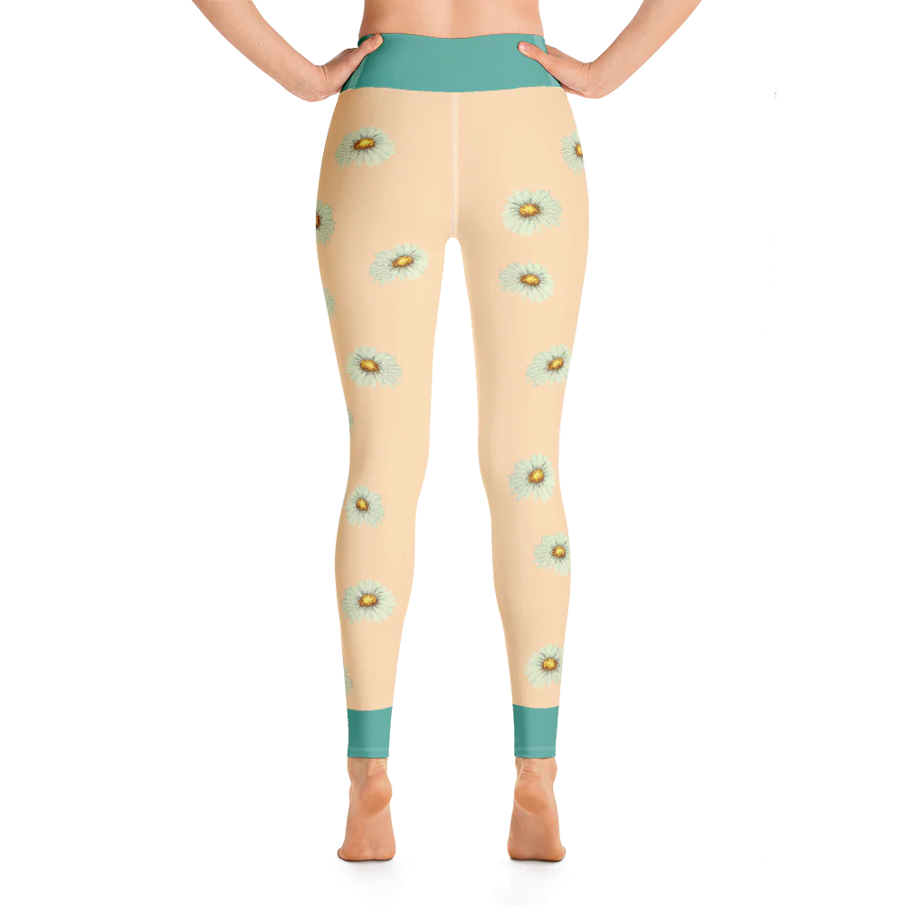 DAVE Flower Logo Women's All-Over Print Yoga Leggings - Image 2