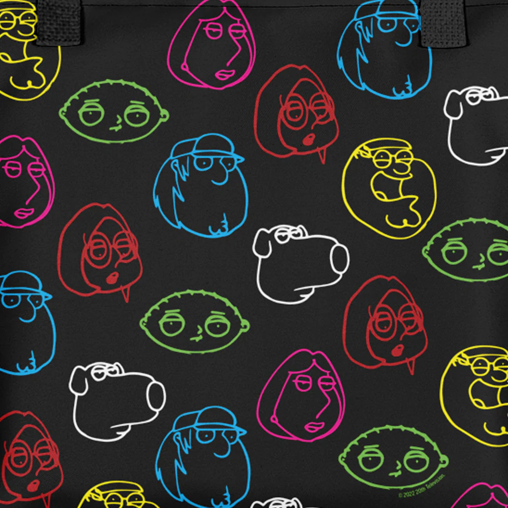 Family Guy Character Head Pattern Premium Tote Bag - Image 2