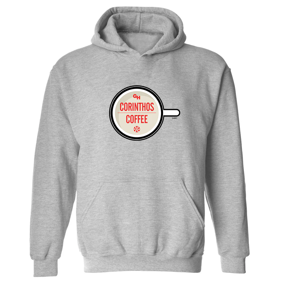 General Hospital Corinthos Coffee Peppermint Logo Fleece Hooded Sweatshirt - Image 3
