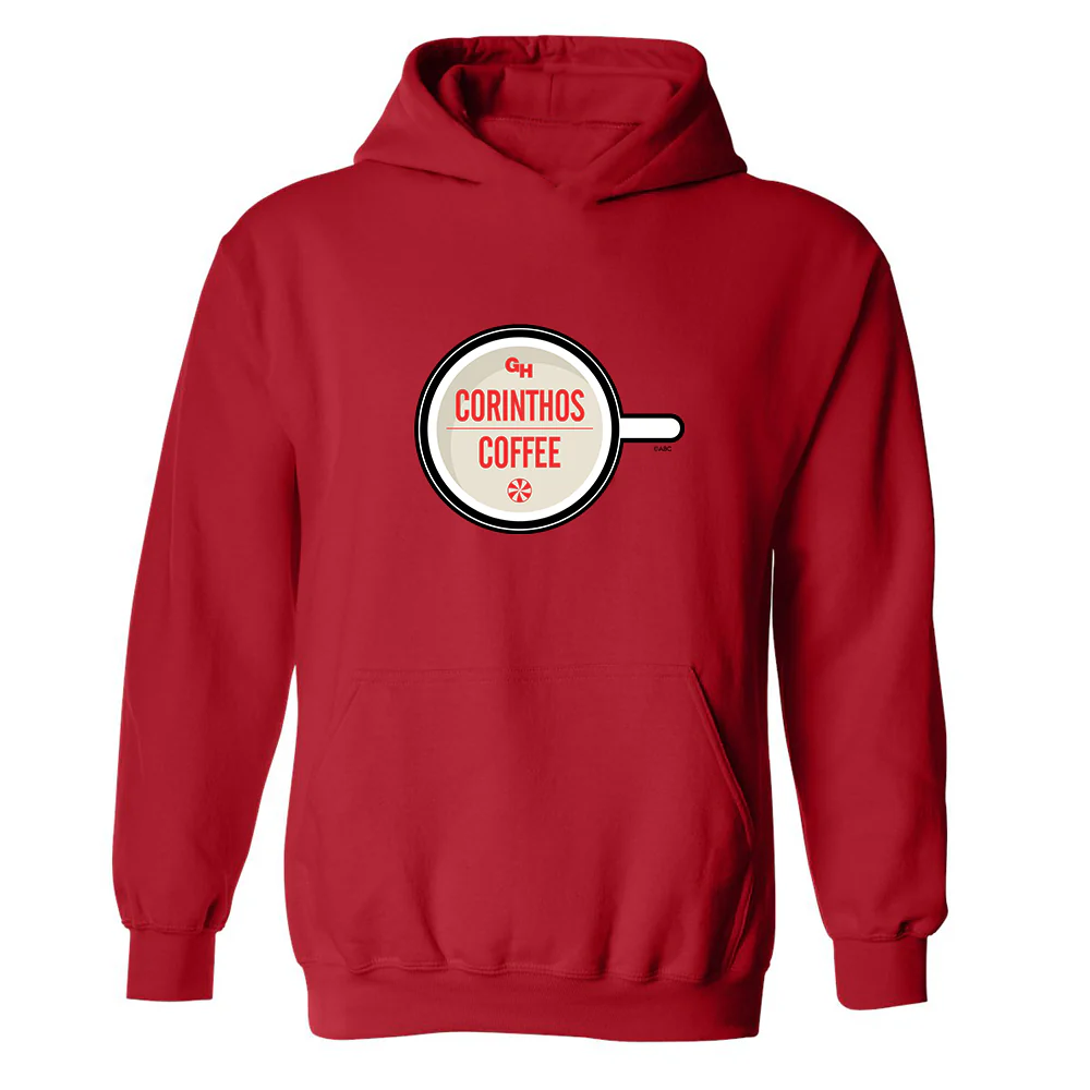 General Hospital Corinthos Coffee Peppermint Logo Fleece Hooded Sweatshirt - Image 4