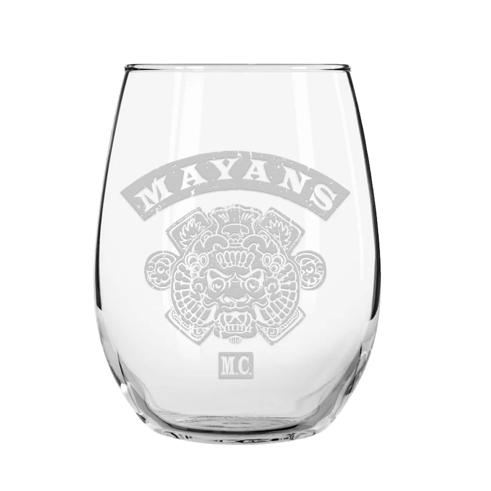 Mayans M.C. Emblem Laser Engraved Stemless Wine Glass