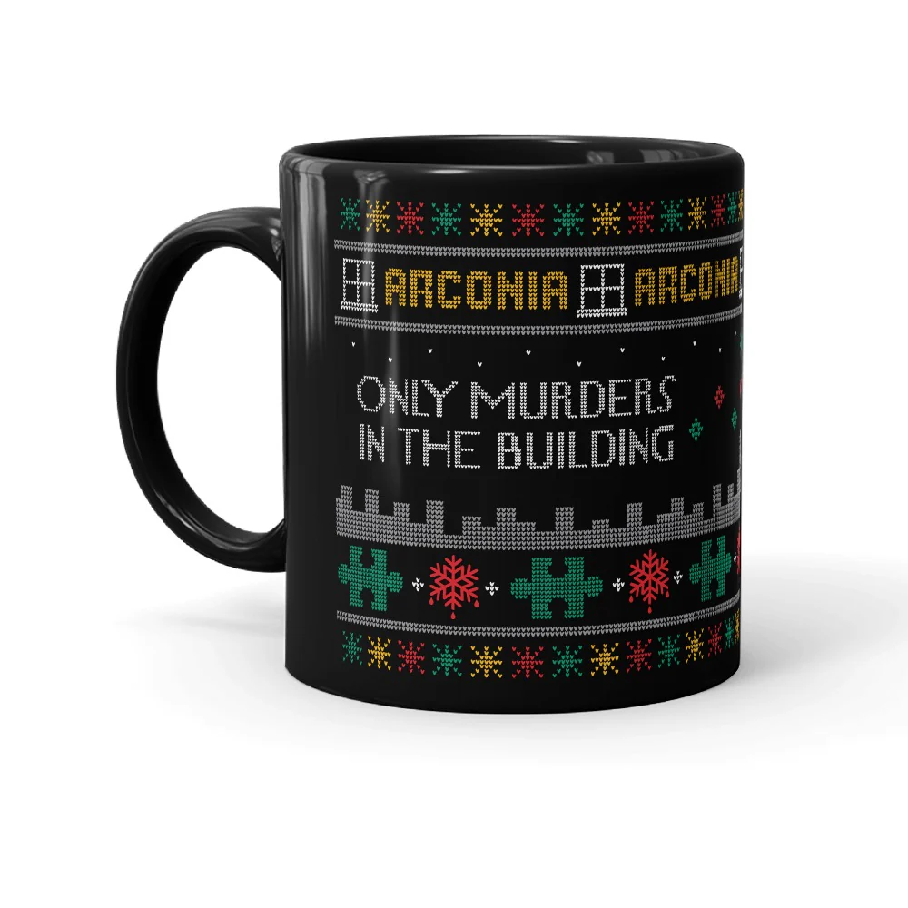 Only Murders In The Building Ugly Sweater Black Mug - Image 3