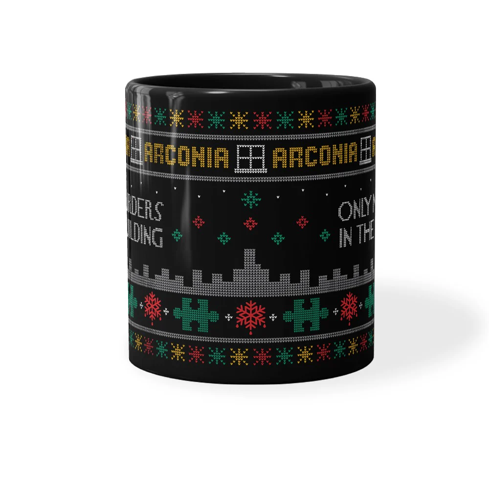 Only Murders In The Building Ugly Sweater Black Mug - Image 4