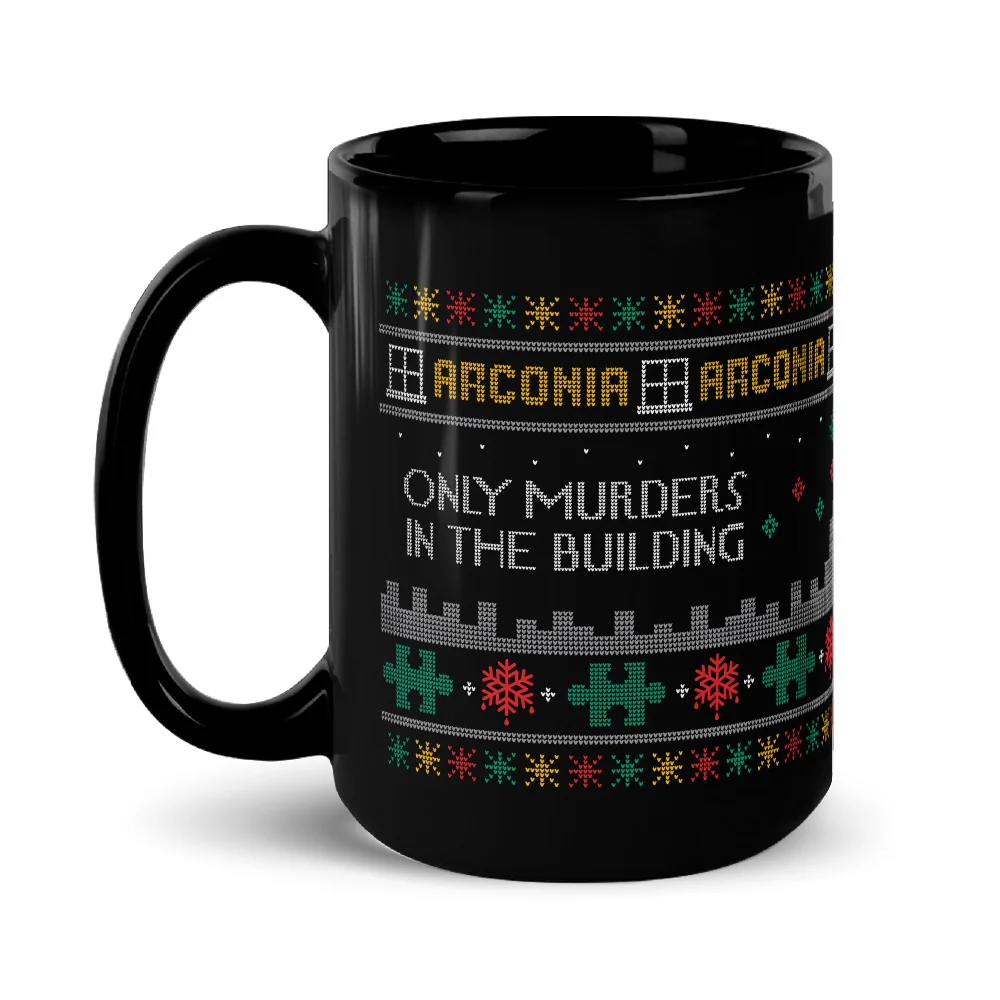 Only Murders In The Building Ugly Sweater Black Mug - Image 6
