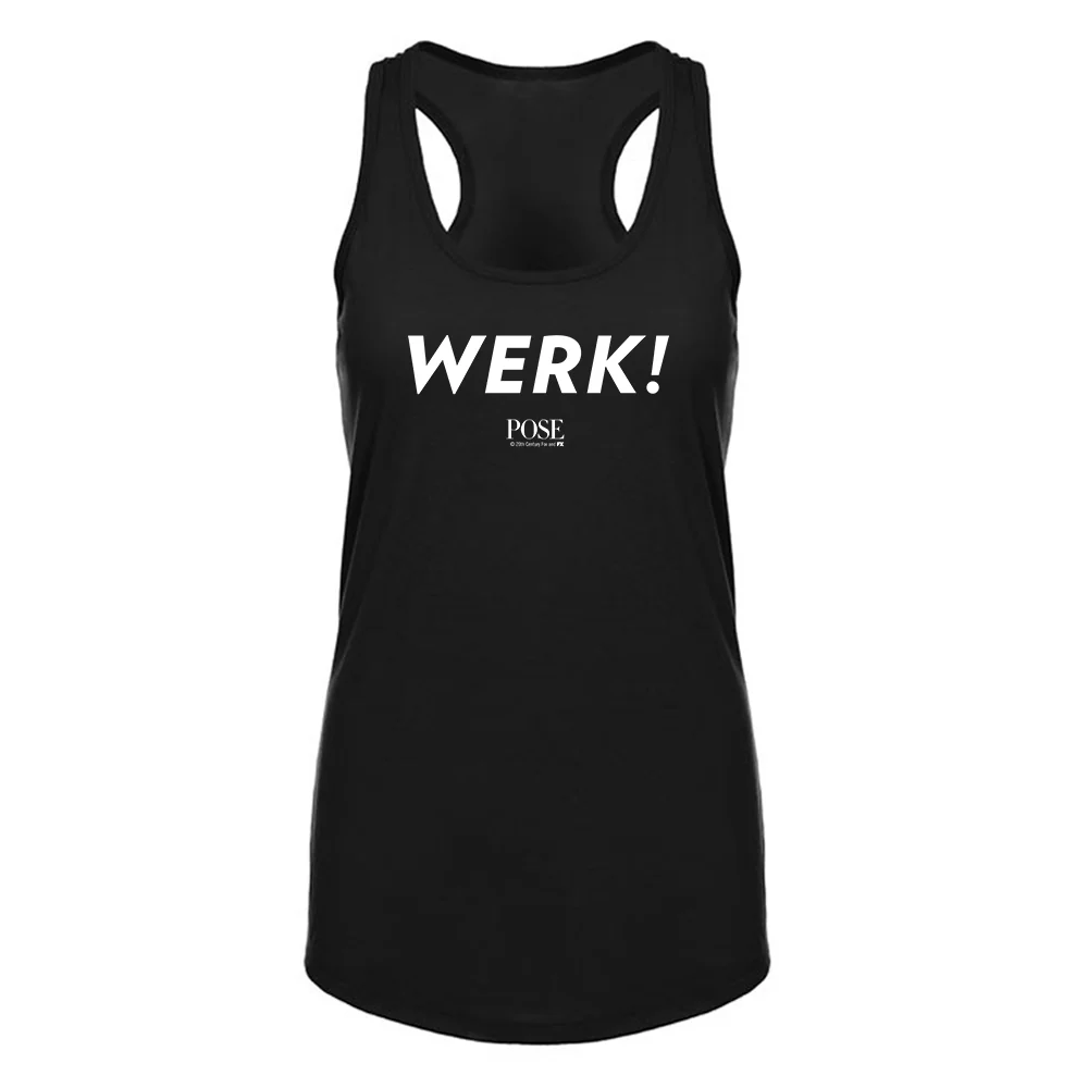 POSE Black & White WERK! Women's Racerback Tank Top