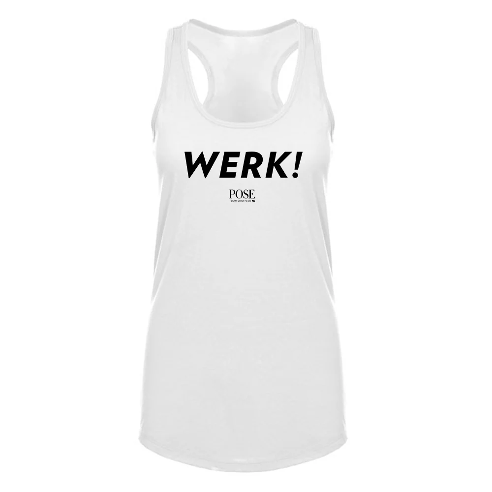 POSE Black & White WERK! Women's Racerback Tank Top - Image 3